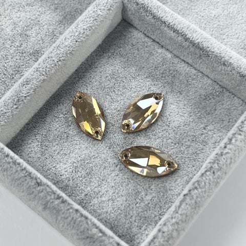 Mekik Şekilli 18x9mm Dikme Cam Taş Crystal Golden Shadow - Altın Renkli