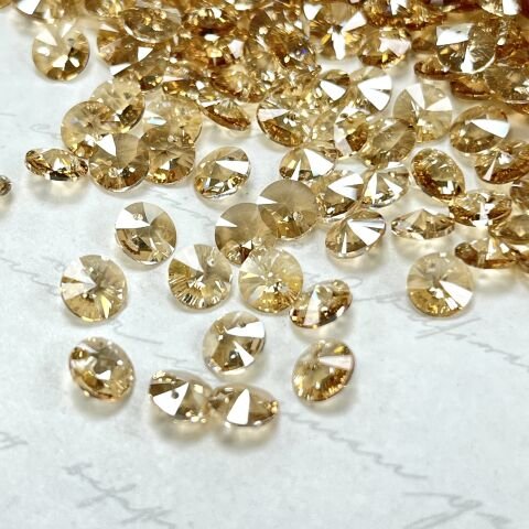Swarovski 6428 Xilion Yuvarlak 6mm Crystal Golden Shadow (001GSHA) - Altın Kolye Ucu