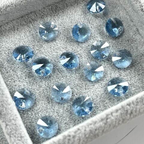 Swarovski 6428 Xilion Yuvarlak 8mm Aquamarine (202) - Mavi Kolye Ucu