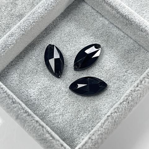 Mekik Şekilli 18x9mm Dikme Cam Taş Jet - Siyah Renkli