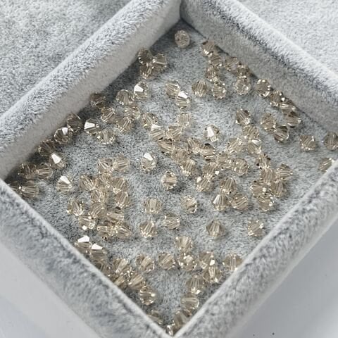 Celestial 4mm Bicone Piramit Boncuk Silk (391) - Bej Renkli Boncuk