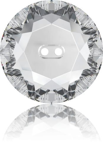 Swarovski 3014 Düğme 16mm Crystal (001) M - Yuvarlak Beyaz Renkli Ortadan Dikilebilir Düğme