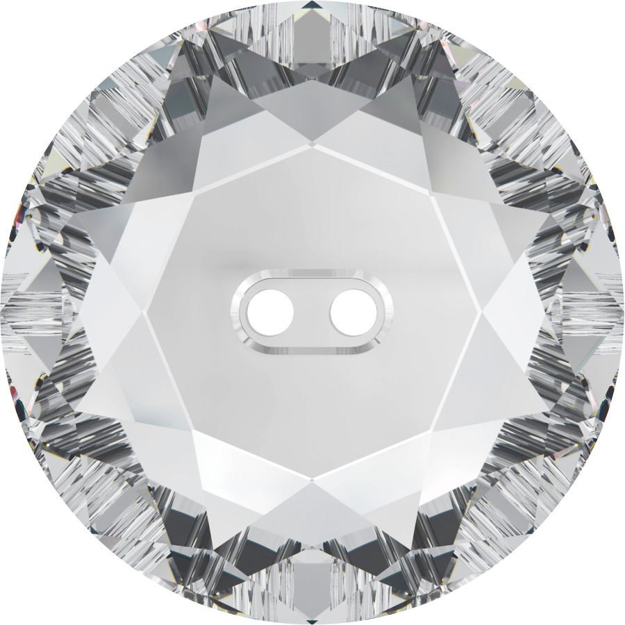Swarovski 3014 Düğme 16mm Crystal (001) M - Yuvarlak Beyaz Renkli Ortadan Dikilebilir Düğme