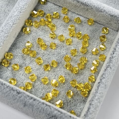 Celestial 4mm Bicone Piramit Boncuk Sunflower (292) - Koyu Sarı Renkli Boncuk