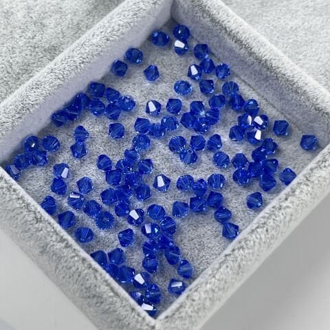 Celestial 4mm Bicone Piramit Boncuk Sapphire (206) - Mavi Renkli Boncuk
