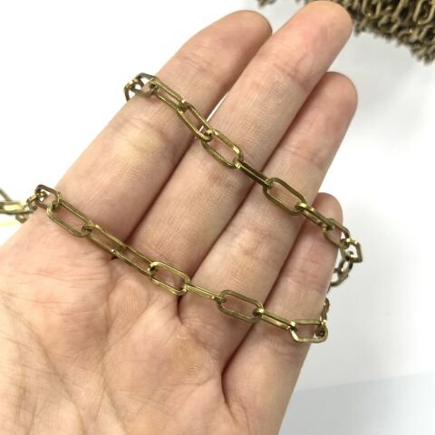 Ham Pirinç Ataç Zincir 5x10,4mm Kaplamasız - Metre Seçenekleri Mevcuttur