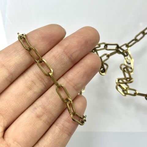 Ham Pirinç Ataç Zincir 5x10,4mm Kaplamasız - Metre Seçenekleri Mevcuttur