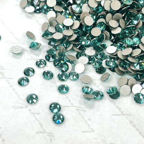Swarovski 2088 Altı Düz SS16 Rec.Caribbean Green (1409) F - Yuvarlak Açık Yeşil-Turkuaz Kristal Taş