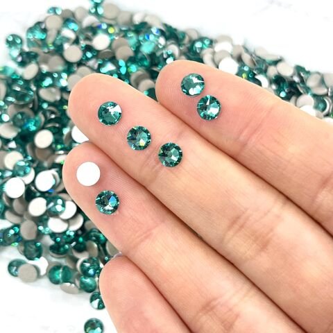 Swarovski 2088 Altı Düz SS20 Rec.Caribbean Green (1409) F - Yuvarlak Açık Yeşil-Turkuaz Kristal Taş