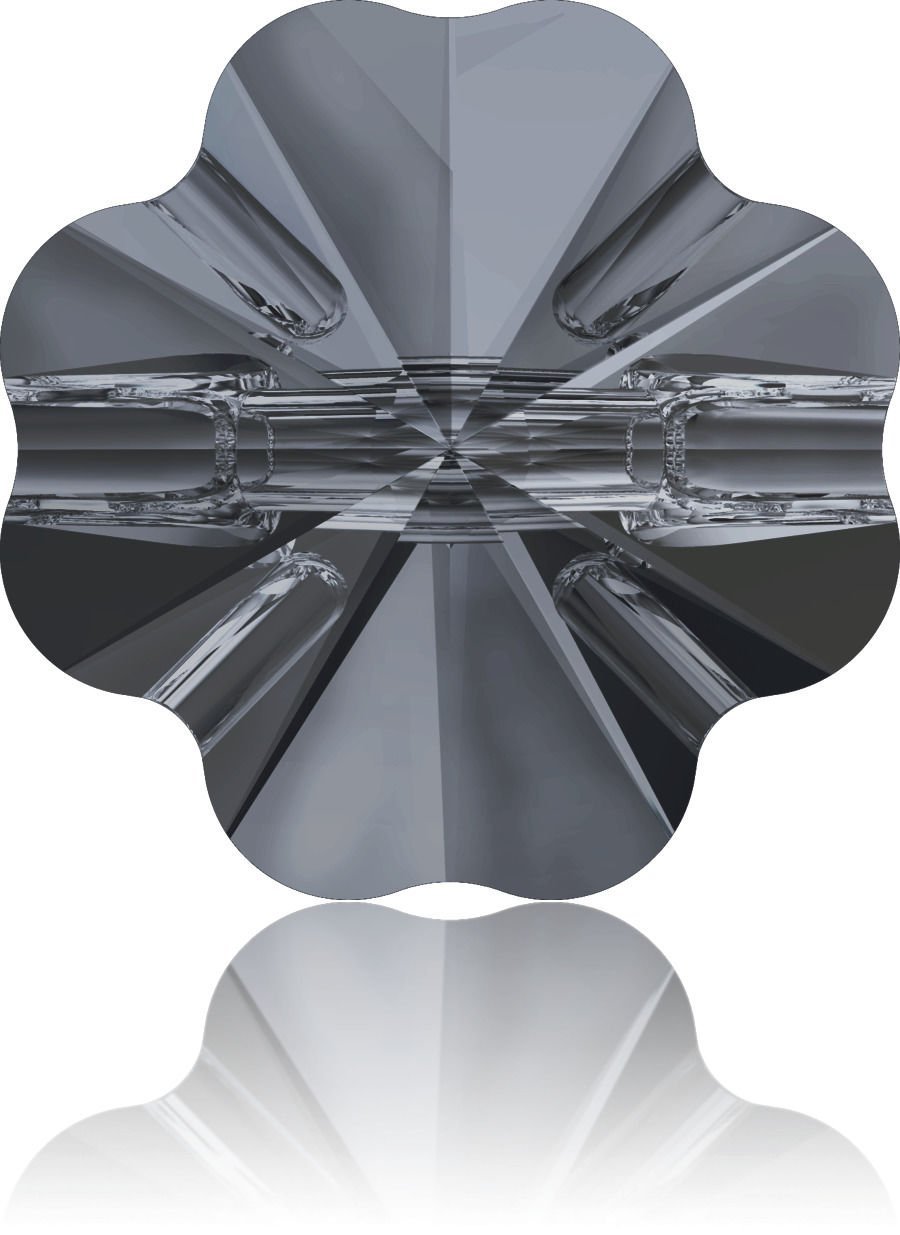 Swarovski 3011 Düğme 14mm Crystal Silver Night (001SINI) Foyasız - Yonca Şekilli Füme Renkli Düğme