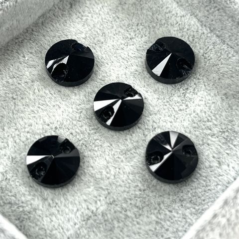 Yuvarlak Şekilli 10mm Dikilebilir Jet Black Cam Taş - Siyah Dikme Taş