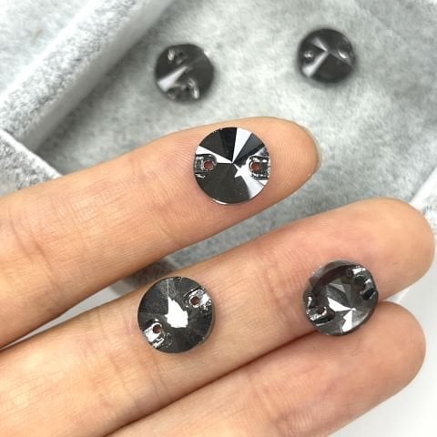 Yuvarlak Şekilli 10mm Dikilebilir Silver Night Cam Taş - Füme Dikme Taş