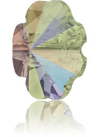 Swarovski 3011 Düğme 14mm Crystal Paradise Shine (001PARSH) Foyasız - Yonca Şekilli Yeşil Efektli Düğme