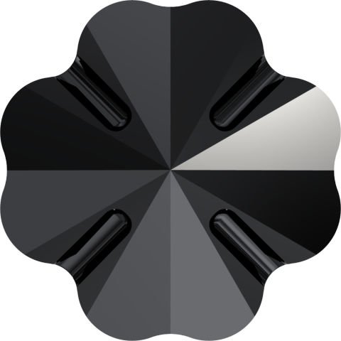 Swarovski 3011 Düğme 12mm Jet (280) Foyasız - Yonca Şekilli Siyah Renkli Düğme