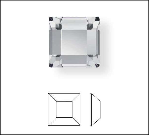 2400 2,2mm Crystal (001) Foyalı - Kare Şeklinde Beyaz Altı Düz Mini Kristal Taş