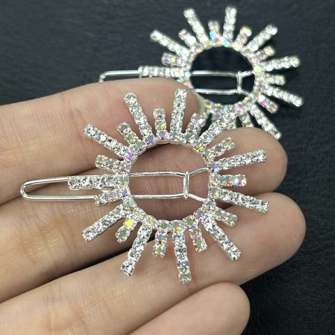 Sunny Güneş Saç Tokası - Parlak Kristal Taşlı Perçinli Saç Firketesi