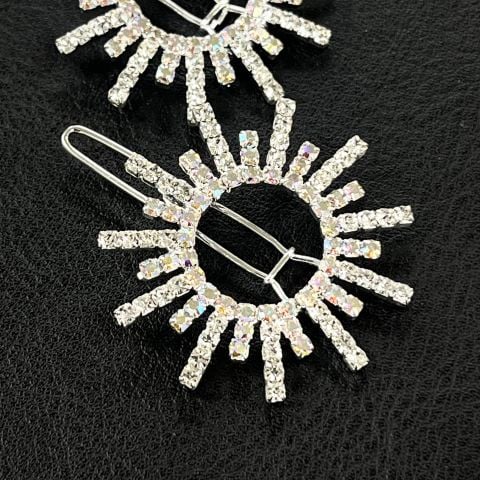 Sunny Güneş Saç Tokası - Parlak Kristal Taşlı Perçinli Saç Firketesi