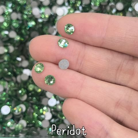 Celestial Altı Düz SS20 (5mm)  Yuvarlak Kristal Taş - Yeşil Renk Seçenekleri