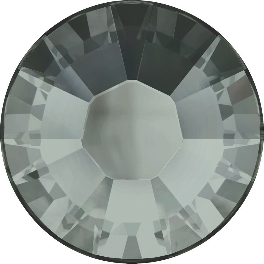 Swarovski 2038 SS6 Black Diamond (215) Hotfix - Yuvarlak Füme Renkli Ütüyle Yapışan Kristal Taş