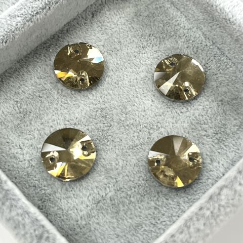 Yuvarlak Şekilli 12mm Dikilebilir Light Colorado Topaz Cam Taş - Açık Kahverengi Dikme Taş