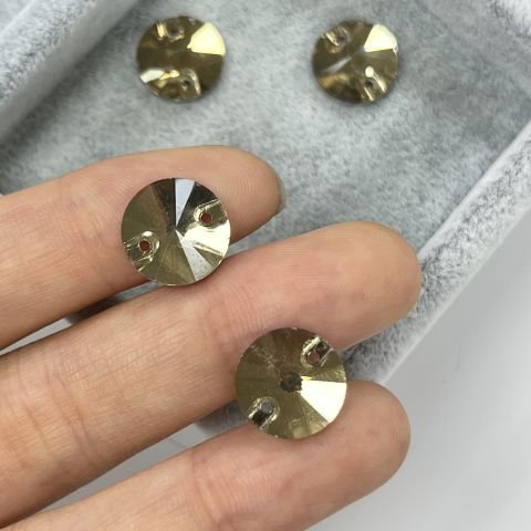 Yuvarlak Şekilli 12mm Dikilebilir Light Colorado Topaz Cam Taş - Açık Kahverengi Dikme Taş