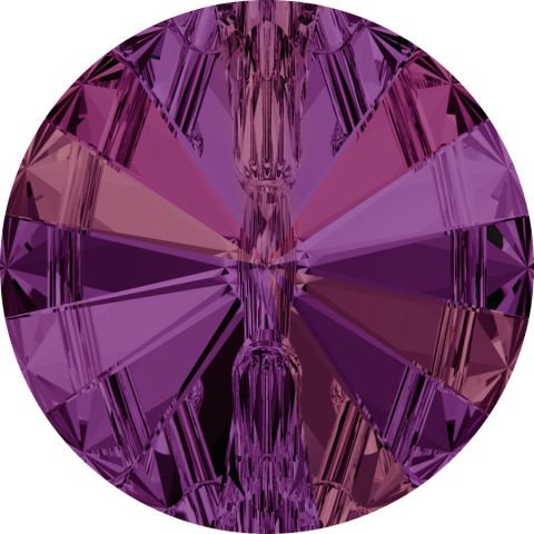 Swarovski 3015 Düğme 10mm Crystal Volcano (001VOL) F - Mor Efektli Yuvarlak Kristal Düğme