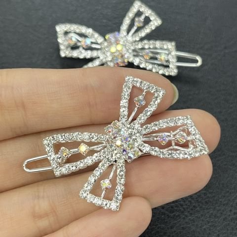 Fiona Kadife Bant Saç Tokası - Parlak Kristal Taşlı Perçinli Saç Firketesi