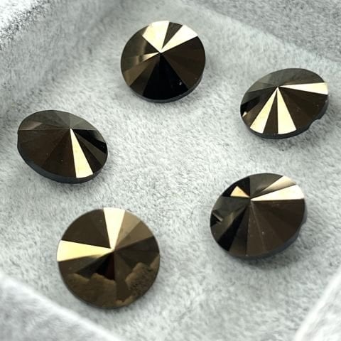 Swarovski 3015 Düğme 10mm Jet Nut (280NUT) - Mokka Renk Rivoli Kesim Kristal Düğme