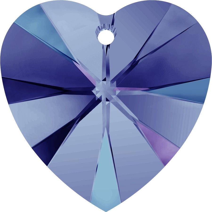 Swarovski 6228 Kalp 18mm Crystal Heliotrope (001HEL) - Derin Lacivert Mor Renkli Efektli Kolye Ucu