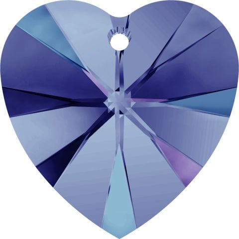 Swarovski 6228 Kalp 18mm Crystal Heliotrope (001HEL) - Derin Lacivert Mor Renkli Efektli Kolye Ucu