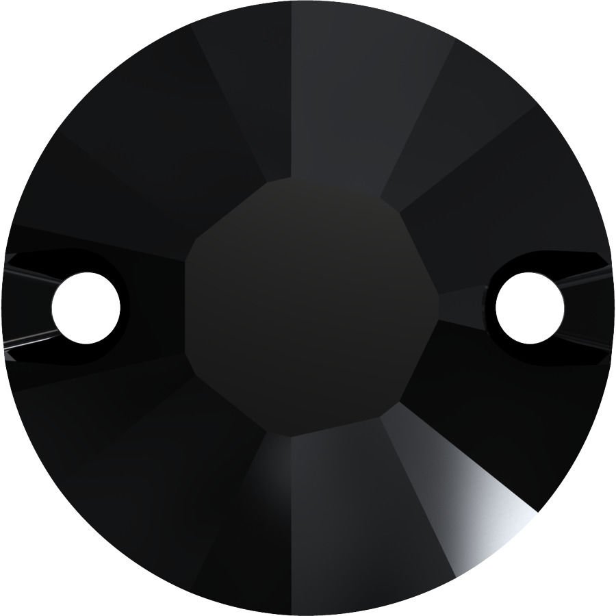 Swarovski 3204 8mm Jet  (280)  Siyah Yuvarlak İki Delikli Dikme Taş