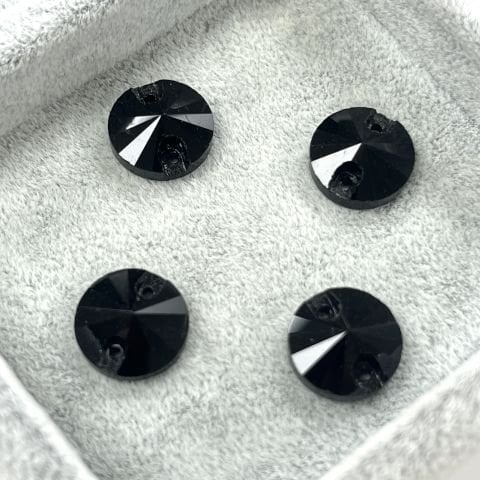 Yuvarlak Şekilli 12mm Dikilebilir Jet Black Cam Taş - Siyah Dikme Taş