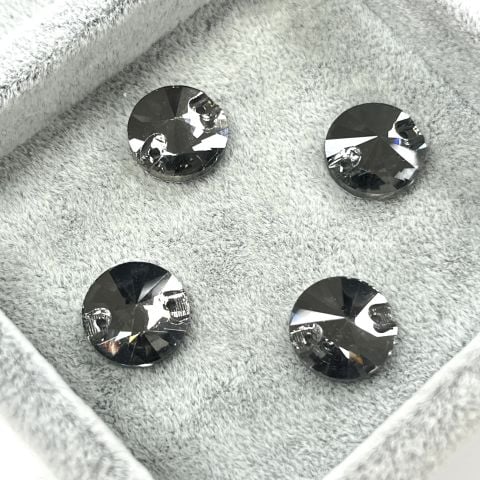 Yuvarlak Şekilli 12mm Dikilebilir Silver Night Cam Taş - Füme Dikme Taş