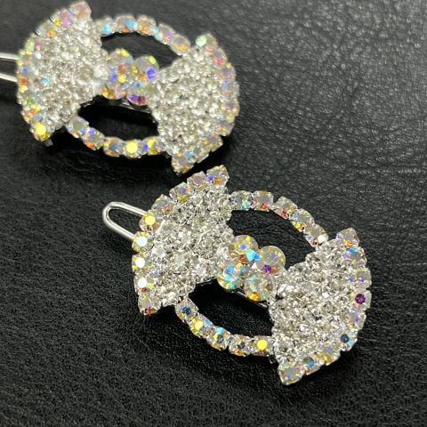 Olala Oval Fiyonklu Saç Tokası - Parlak Kristal Taşlı Perçinli Saç Firketesi