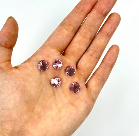 Swarovski 3204 10mm Light Rose (223) F - Pembe Yuvarlak İki Delikli Dikme Taş