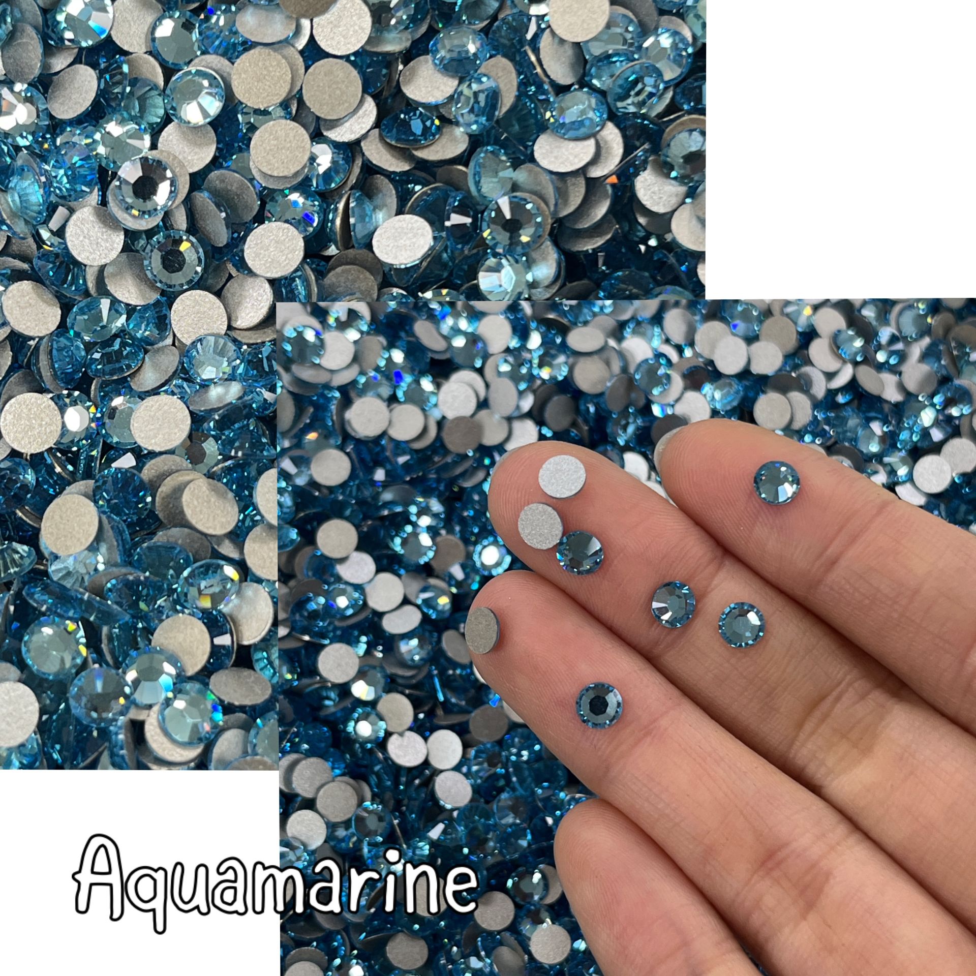 Celestial Altı Düz SS20 (5mm)  Yuvarlak Kristal Taş - Mavi Renk Seçenekleri