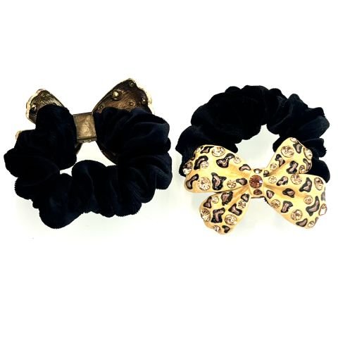 Mindy Saç Tokası - Siyah Kadife Bant ve Parlak Kristal Taşlı Toka