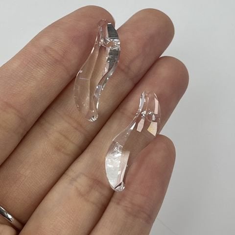 Swarovski 6525 Pendant 28mm Crystal (001) - S Şekilli Şeffaf Kolye Ucu