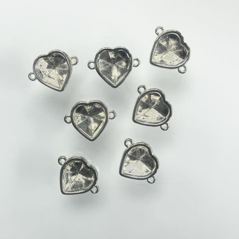 Halkalı Kalp Yuva - Beyaz Kaplamalı - 10mm Kalp Taşa Uygun