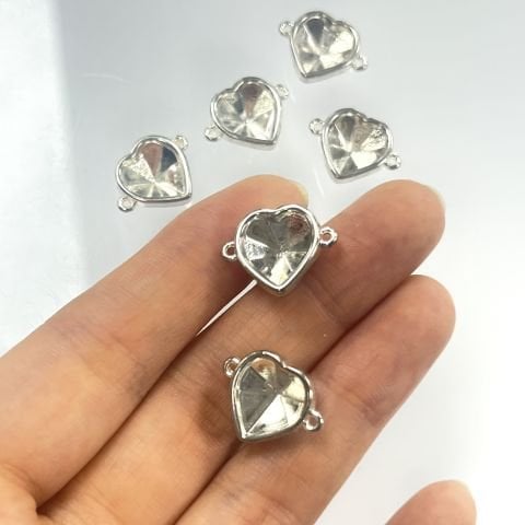 Halkalı Kalp Yuva - Beyaz Kaplamalı - 10mm Kalp Taşa Uygun