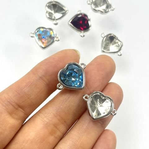 Halkalı Kalp Yuva - Beyaz Kaplamalı - 10mm Kalp Taşa Uygun