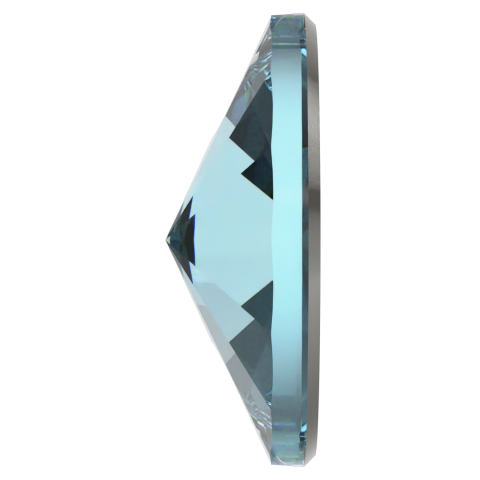 Swarovski 3200 Rivoli 10mm Aquamarine (202) Foiled - Mavi Yuvarlak İki Delikli Dikme Taş