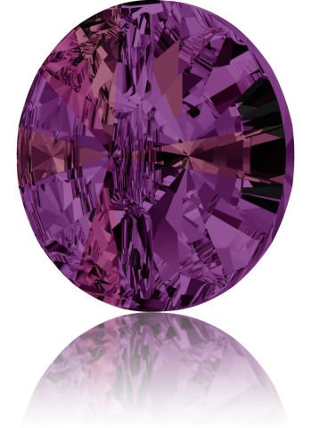 Swarovski 3015 Düğme 12mm Crystal Volcano (001VOL) F - Mor Efektli Yuvarlak Kristal Düğme