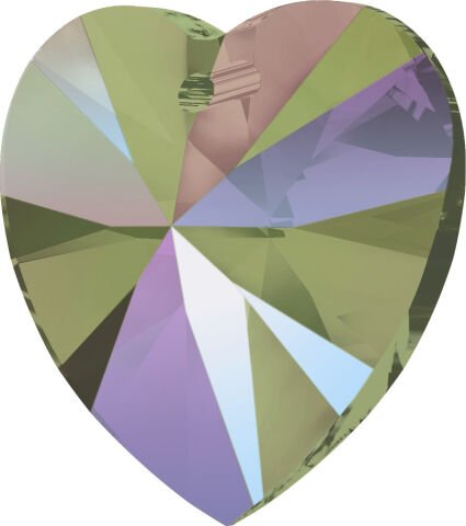 Swarovski 6228 Kalp 14mm Crystal Paradise Shine (001PARSH) - Yeşil Mor Renkli Efektli Kolye Ucu