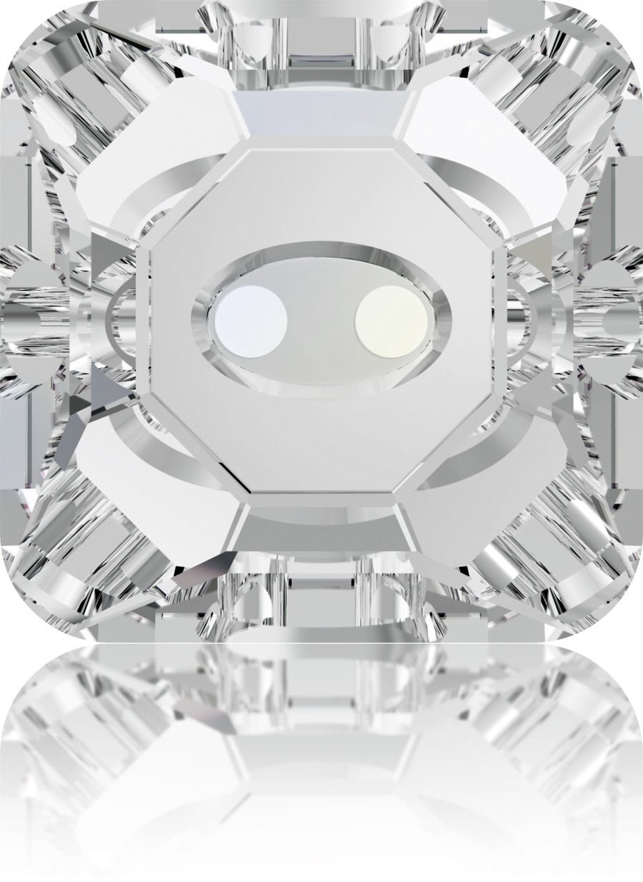 Swarovski 3017 Düğme 12mm Crystal (001M) M-Foyalı - Kare Beyaz Ortadan  Dikilebilir Düğme