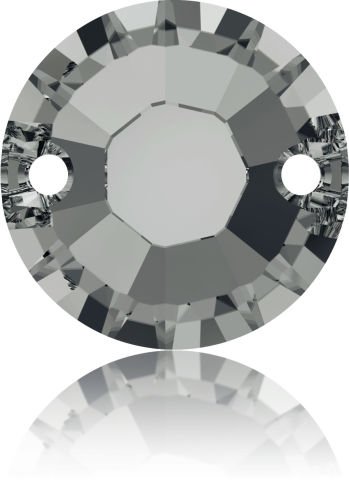 Swarovski 3204 12mm Black Diamond (215) F - Füme Yuvarlak İki Delikli Dikme Taş