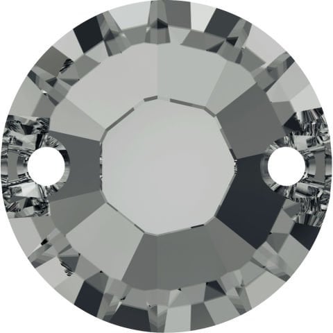 Swarovski 3204 12mm Black Diamond (215) F - Füme Yuvarlak İki Delikli Dikme Taş