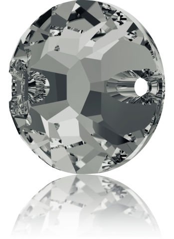 Swarovski 3204 12mm Black Diamond (215) F - Füme Yuvarlak İki Delikli Dikme Taş
