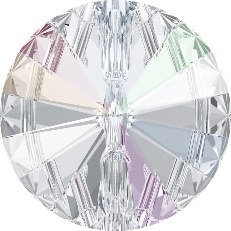Swarovski 3015 Düğme 23mm Crystal AB (001AB) F - Yuvarlak Janjan Kristal Düğme