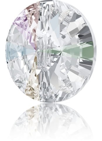 Swarovski 3015 Düğme 23mm Crystal AB (001AB) F - Yuvarlak Janjan Kristal Düğme